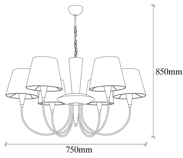 Pardo 3011 antik fém és szövet 6 izzós függőlámpa, Ø75 cm