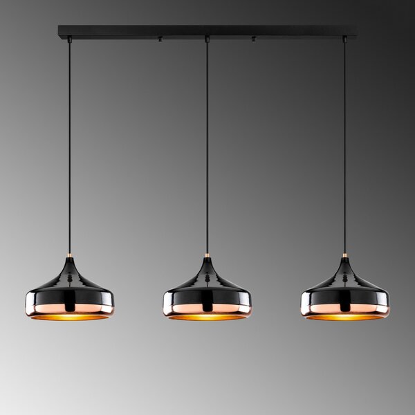 Yildo L-253-1 fekete fém függőlámpa, 146 x 36 cm, 3 izzós
