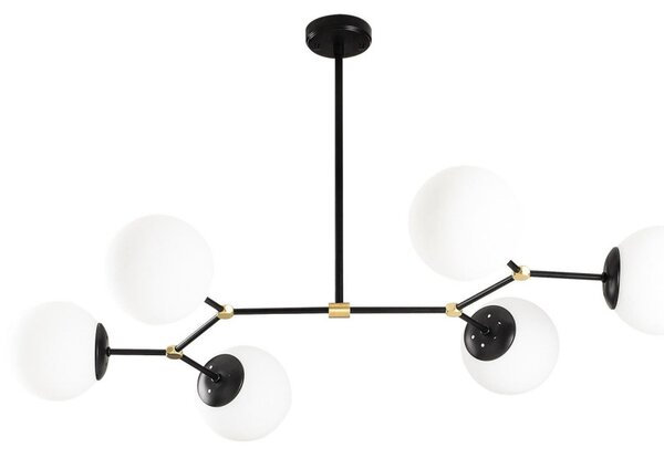 Damar 6321 fekete-fehér vas és üveg függőlámpa, 100 x 52 cm, 6 izzós