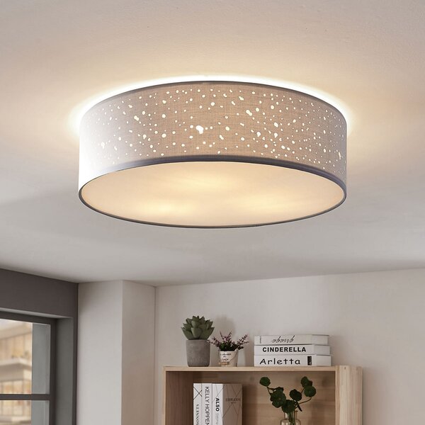 Mennyezeti Lámpa Lindby, Umma, dimmable, Szürke, Nappali, Szövet / Textília, Modern