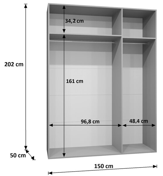 SZANDI 1 gardróbszekrény 150x202x52 - fehér