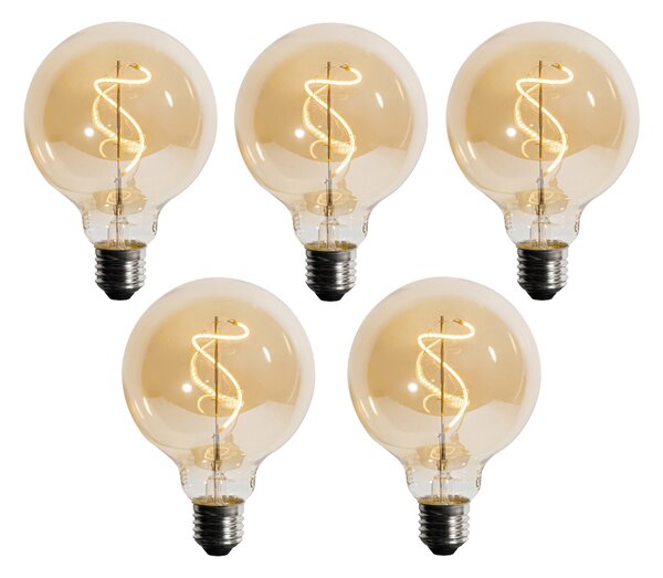 5 db E27 Dimmelhető LED Spirál Filament G95 4W 270lm 2200K