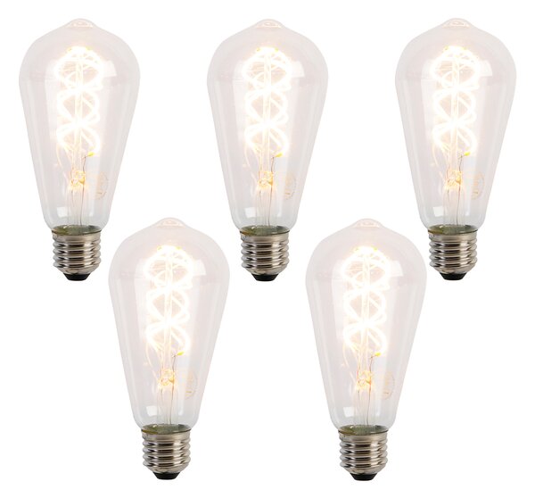 5 darabos E27 LED spirál filament izzókészlet ST64 5W 400 lm 2200K