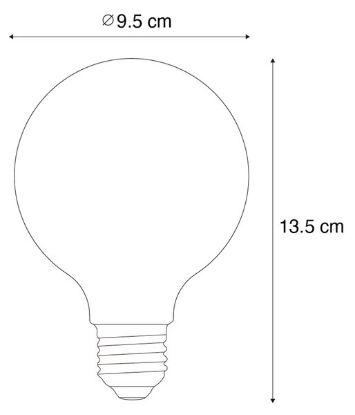 5 db E27 Dimmelhető LED Spirál Filament G95 4W 270lm 2200K