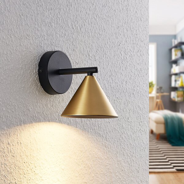 Fali Lámpa Lucande, Kartio, dimmable, Fekete, Nappali, Fém, Dizájn