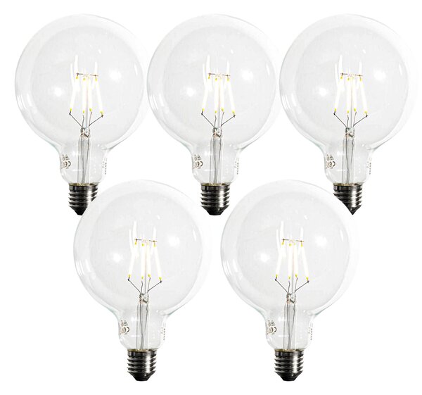 5 db E27 Dimmelhető LED Spirál Filament G125 5W 450lm 2200K