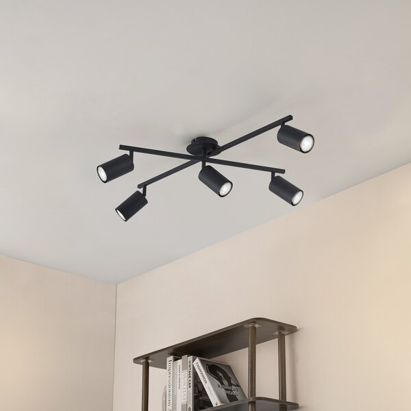 Mennyezeti Lámpa Lindby, Joffrey, dimmable, Fekete, Nappali, Fém, Modern