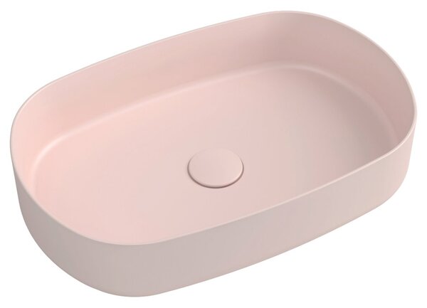 Isvea Isvea, INFINITY OVAL kerámia munkalap mosogató, 55x36 cm, lazac rózsaszín, 10NF65055-2S