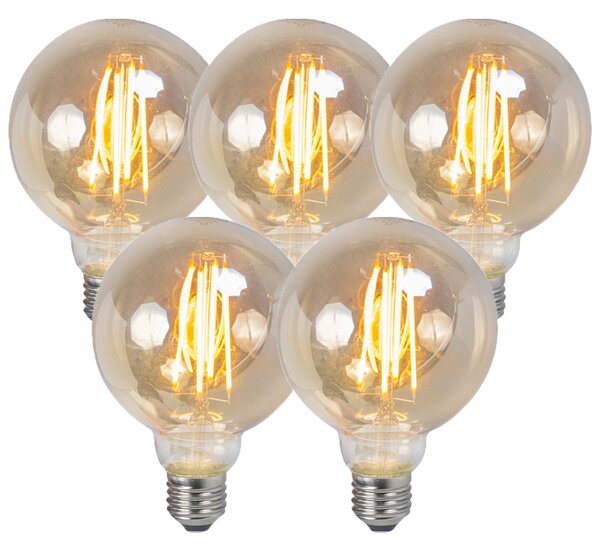 5 db-os készlet E27 szabályozható LED izzószál füstös izzó 5W 450lm 2200K