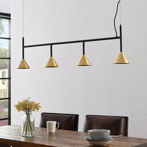 Függőlámpa Lucande, Kartio, dimmable, Fekete, Nappali, Fém, Dizájn