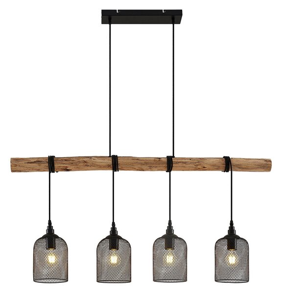 Függőlámpa Lindby, Elrond, dimmable, Fa, Konyha, Fa, Vidéki otthon / Rusztikus