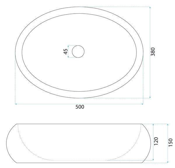 Rea Mika, ovális pultra szerelhető mosdó, 500x380x150 mm, fehér kő utánzat, REA-U3223