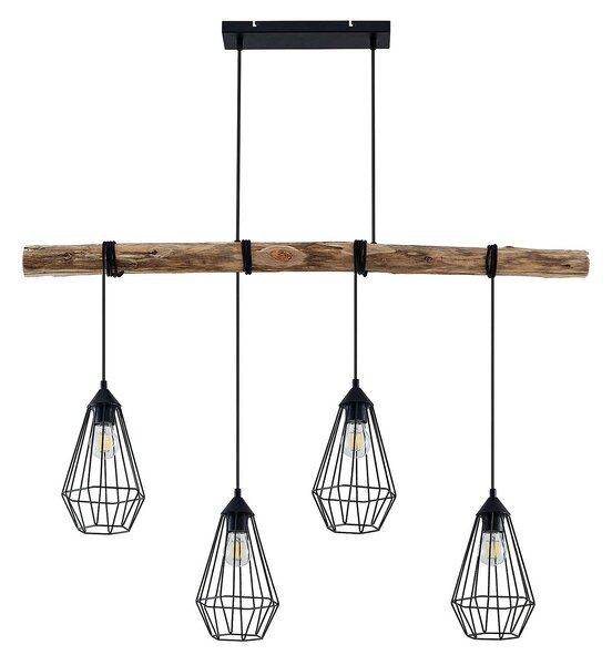 Függőlámpa Lindby, Eldarion, dimmable, Fa, Nappali, Fém, Modern