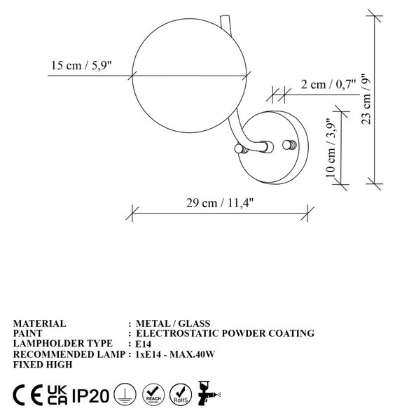 Antler 15015 arany fém és üveg falilámpa
