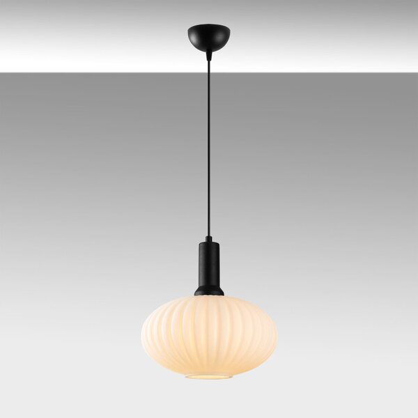 Asker 15182 fekete fém-üveg függőlámpa, Ø30 cm