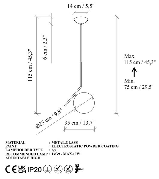 Luminar 14111 arany fém LED függőlámpa