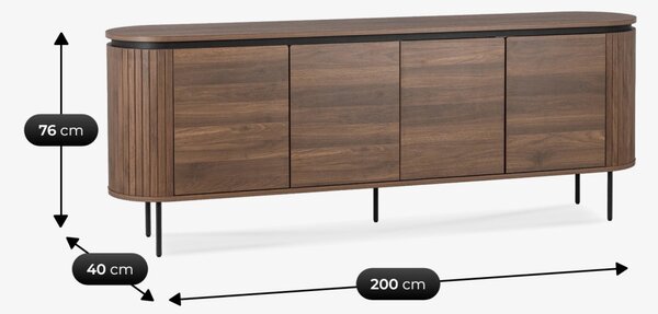 Komód 200 cm, négyajtós kivitelben, dió színben BECK