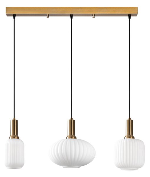 Asker 15196 arany 3 ágú fém-üveg függőlámpa, 87 x 30 cm
