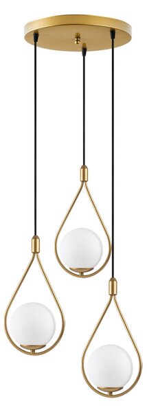 Mudoni MR-938-2 arany fém és üveg 3 izzós függőlámpa, Ø46 cm