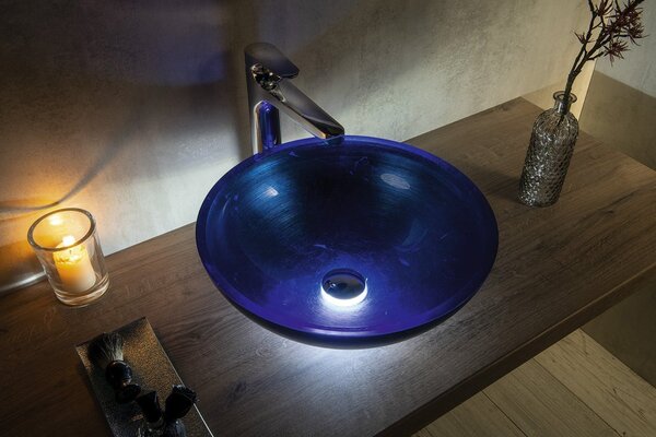 Sapho Sapho, MURANO BLU üveg pultra szerelhető mosdó, átmérő 40cm, kék, AL5318-65