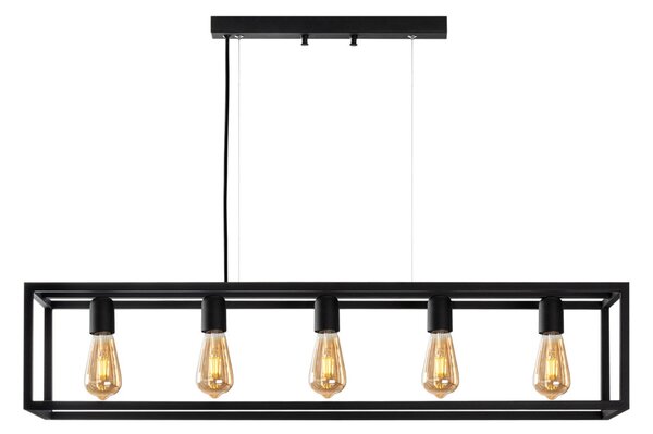 Kafes 13748 fekete fém függőlámpa, 100 x 20 x 20 cm, 5 izzós