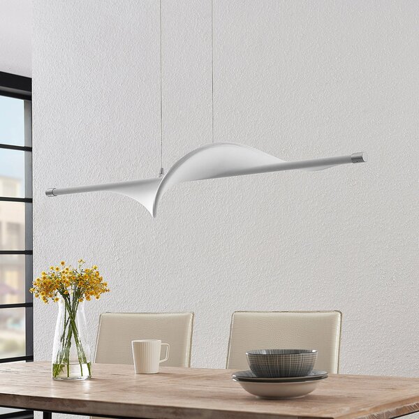 Függőlámpa Lucande, Edano, dimmable, Fehér, Nappali, Szövet / Textília, Modern