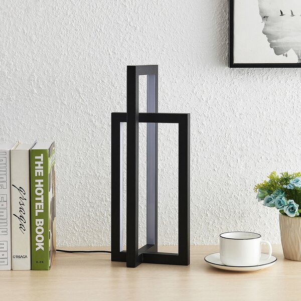 Asztali lámpa Lucande, Hylda, dimmable, Fekete, Nappali, Fém, Modern
