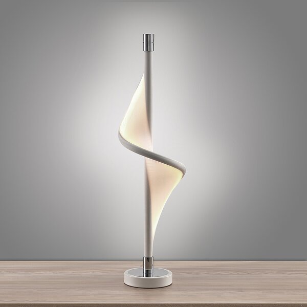 Asztali lámpa Lucande, Edano, dimmable, Fehér, Nappali, Szövet / Textília, Modern