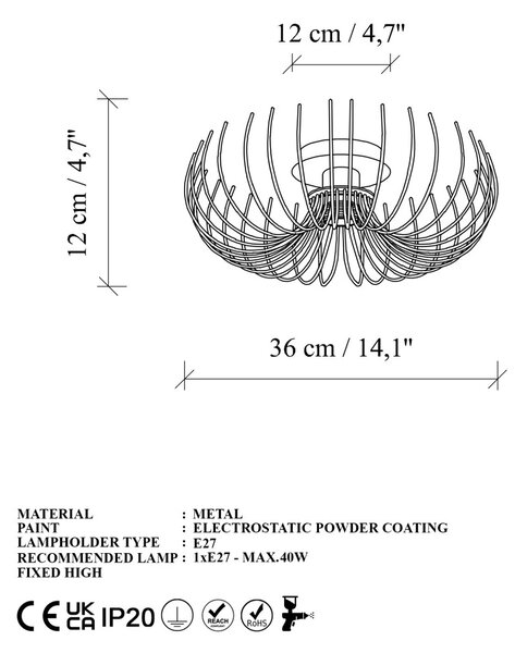 Karsortel N-641-1 arany fém függőlámpa, Ø36 cm