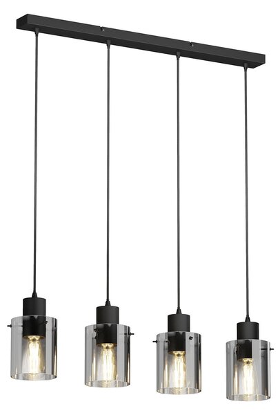 Függőlámpa Lindby, Kourtney, dimmable, Fekete, Nappali, Üveg, Modern