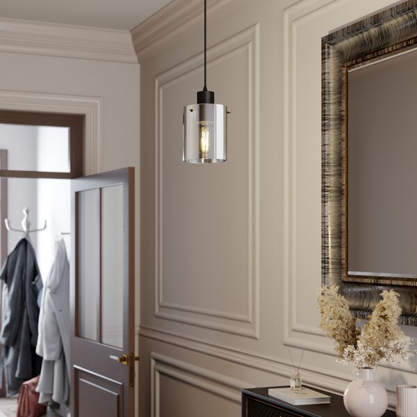 Függőlámpa Lindby, Kourtney, dimmable, Fekete, Nappali, Üveg, Modern
