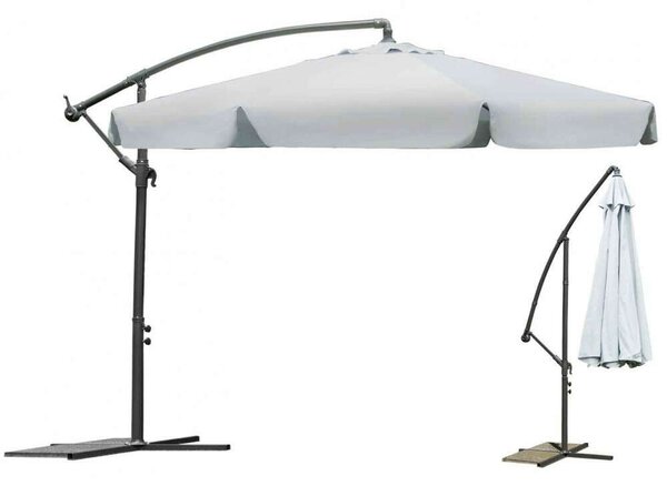 Plonos Összecsukható kerti Napernyő 6 részes , 350cm átmérőjű, 13kg - Szürke