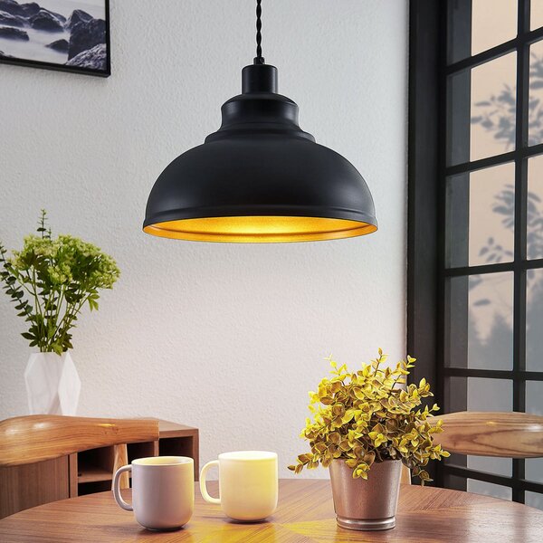 Függőlámpa Lindby, Albertine, dimmable, Fekete, Nappali, Fém, Vintage