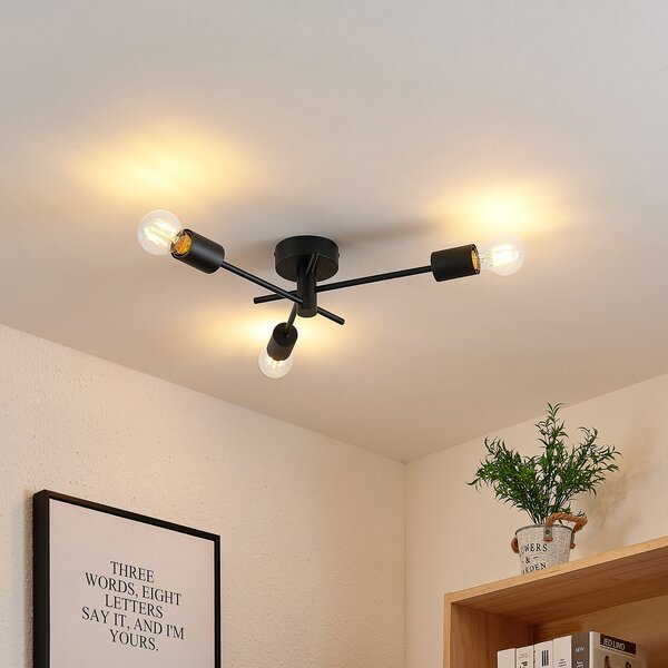 Mennyezeti Lámpa Lindby, Cerros, dimmable, Fekete, Nappali, Fém, Modern