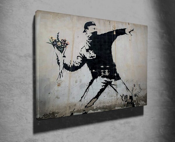 WY18 Banksy Virágdobáló vászonkép, 50 x 70 cm
