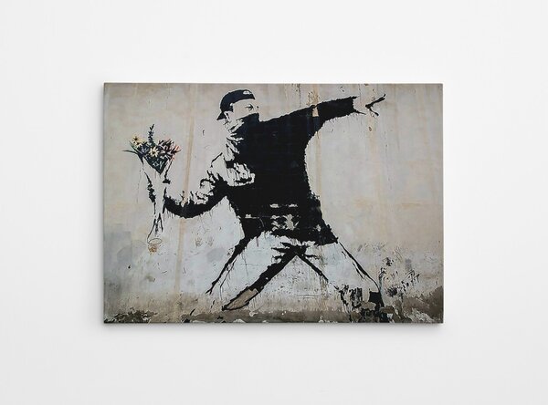 WY18 Banksy Virágdobáló vászonkép, 50 x 70 cm