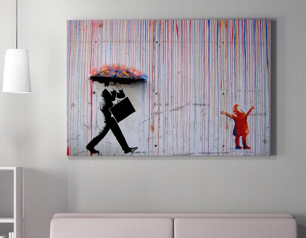 WY64 Banksy Színes eső vászonkép, 50 x 70 cm
