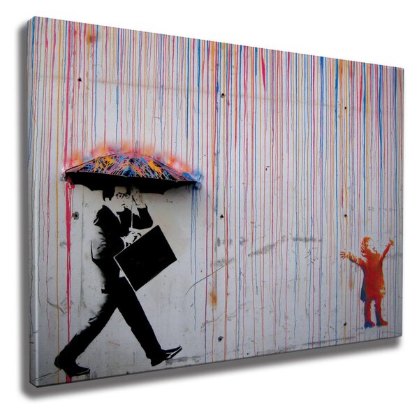 WY64 Banksy Színes eső vászonkép, 50 x 70 cm