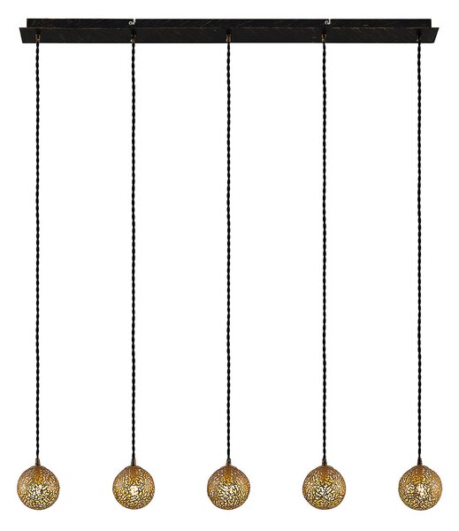 Függőlámpa Lucande, Zale, dimmable, Fekete, Nappali, Fém, Marokkói