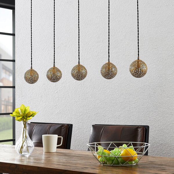 Függőlámpa Lucande, Zale, dimmable, Fekete, Nappali, Fém, Marokkói