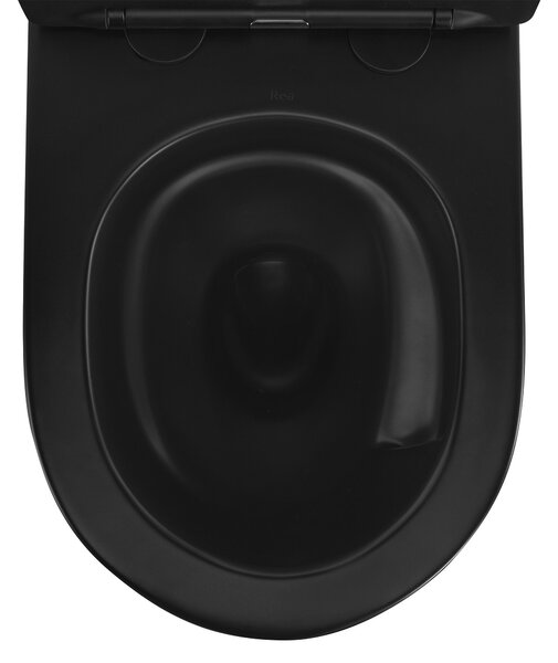 Rea Carlo Mini Tornado NF, fali WC-csésze 490x365x350mm + WC-ülőke, matt fekete, REA-C3000