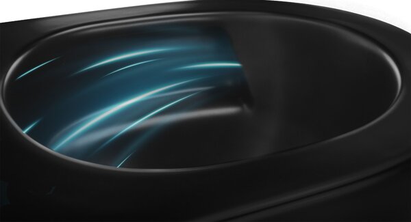 Rea Carlo Mini Tornado NF, fali WC-csésze 490x365x350mm + WC-ülőke, matt fekete, REA-C3000