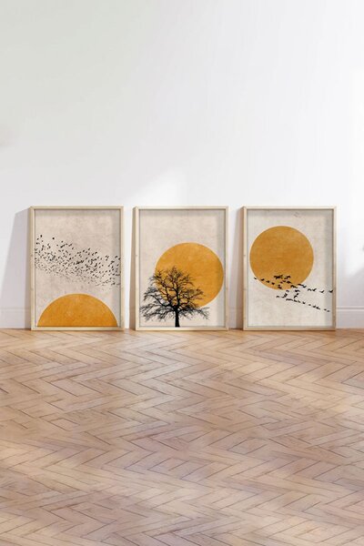 Huhu147 keretezett MDF falikép, 35 x 50 cm, 3 db-os szett