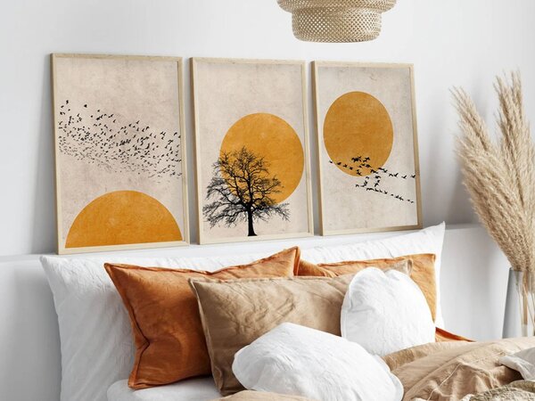 Huhu147 keretezett MDF falikép, 35 x 50 cm, 3 db-os szett