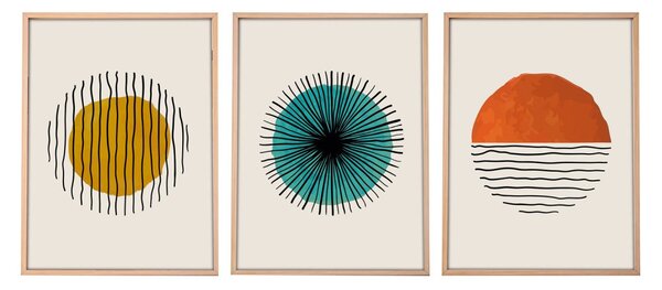 Huhu12 keretezett MDF falikép, 50 x 70 cm, 3 db-os szett