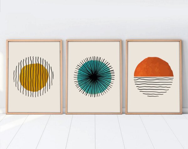 Huhu12 keretezett MDF falikép, 50 x 70 cm, 3 db-os szett