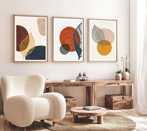 Huhu209 keretezett MDF falikép, 50 x 70 cm, 3 db-os szett