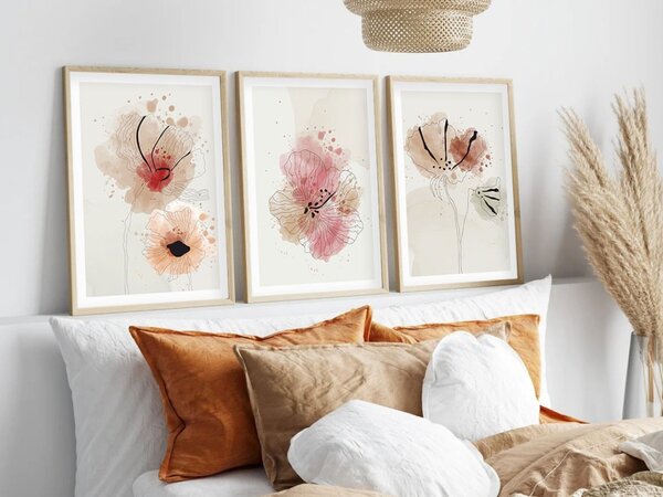 Huhu205 keretezett MDF falikép, 50 x 70 cm, 3 db-os szett