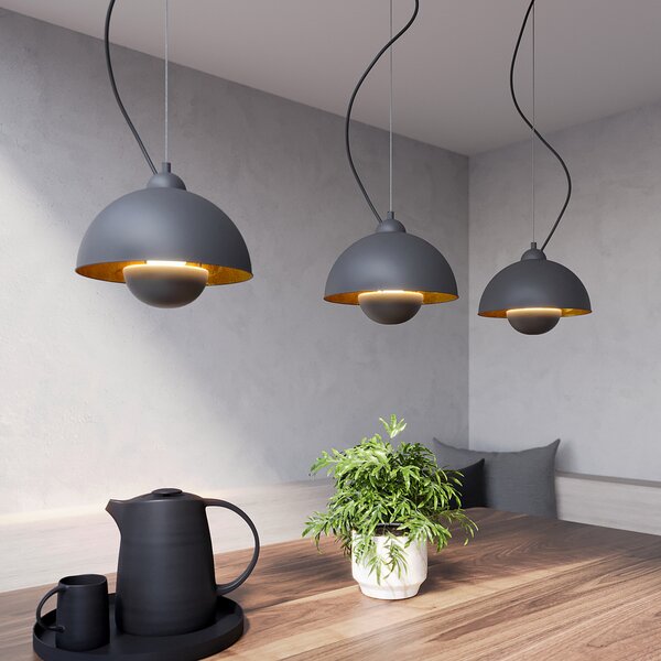 Függőlámpa Lindby, Gretja, dimmable, Fekete, Nappali, Fém, Modern