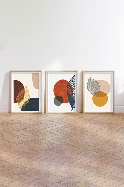 Huhu209 keretezett MDF falikép, 50 x 70 cm, 3 db-os szett
